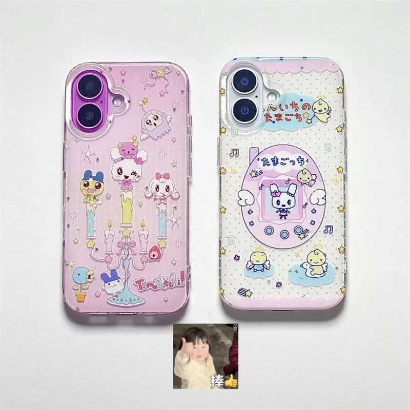 اليابانية لطيف تماغوتشي الإبداعية الحلو جميل قضية الهاتف آيفون 17 AIR 16 15 14 13 12 11 برو ماكس Y2K واضح غطاء أسود