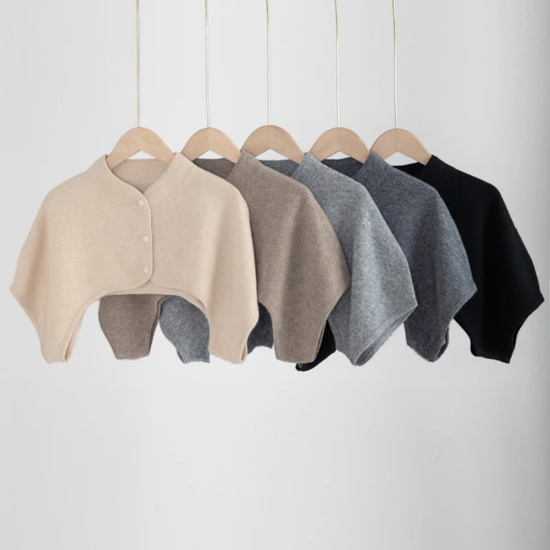 

Autumn Winter 100% Cashmere Shawl for Women, Warm Vest, Ultra Short Sweater Scarf, Knitted Wool Half Turtleneck Shoulder Warmer