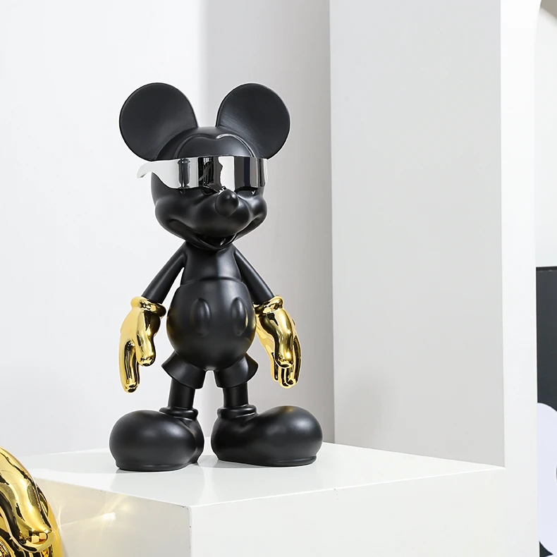 Imagem -04 - Disney Cyberpunk Mickey Mouse Statue Trendy Sunglasses Escultura Luxuosa Porch do Quarto Desktop Ornaments Home Decor