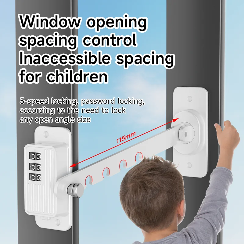 Combination Window Restrictor Lock Child Safety Fall Prevention Window Stay Lock, Adjustable Ventilation Limit Lock for Casement