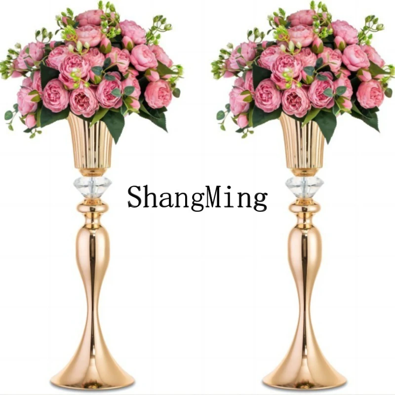 

FG electroplated wrought iron mermaid flower arrangement road guide candlestick wedding hotel dining table flower ware