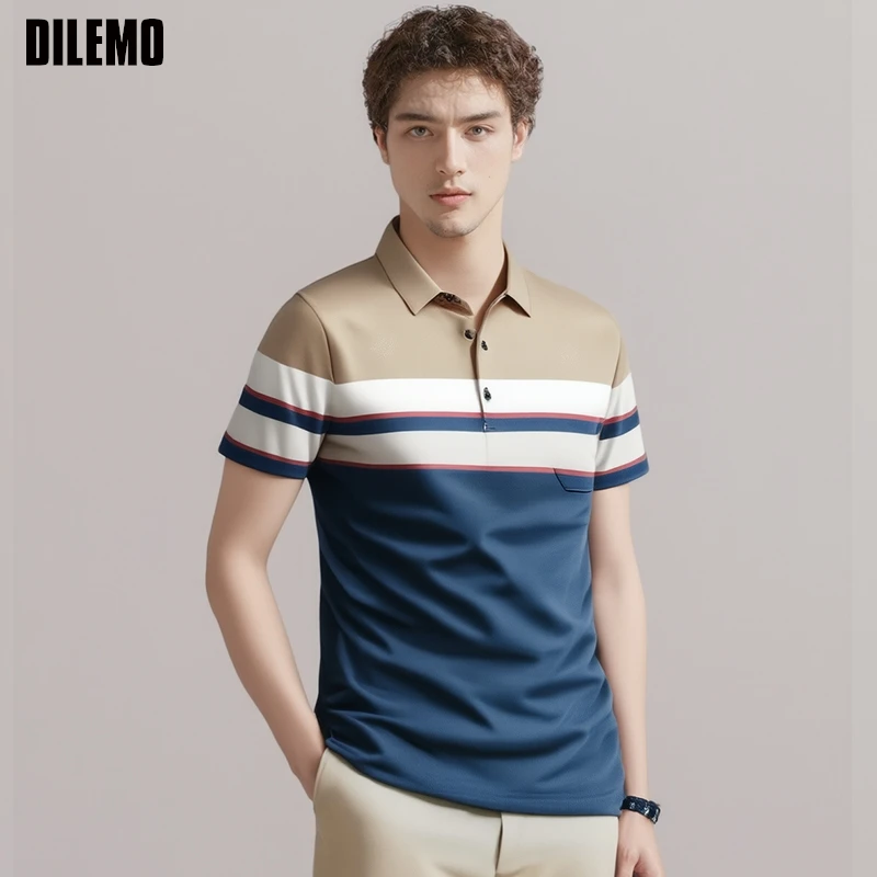 

Top Grade Summer Brand Polo Shirts For Men Summer Stripped Luxury Short Sleeve Designer Slim Casual Tops Fashions Men Clothes