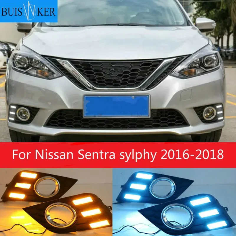 

2Pcs LED Daytime Running Light For Nissan Sentra sylphy 2016-2018 Waterproof 12V DRL Fog Lamp Decoration Car accessories
