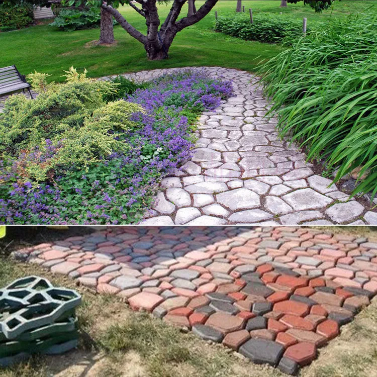 Pebble Pattern Concrete Path Maker Mold, Reusable DIY Paver Mould for Garden Courtyard Walkway Pavement Cement Tool