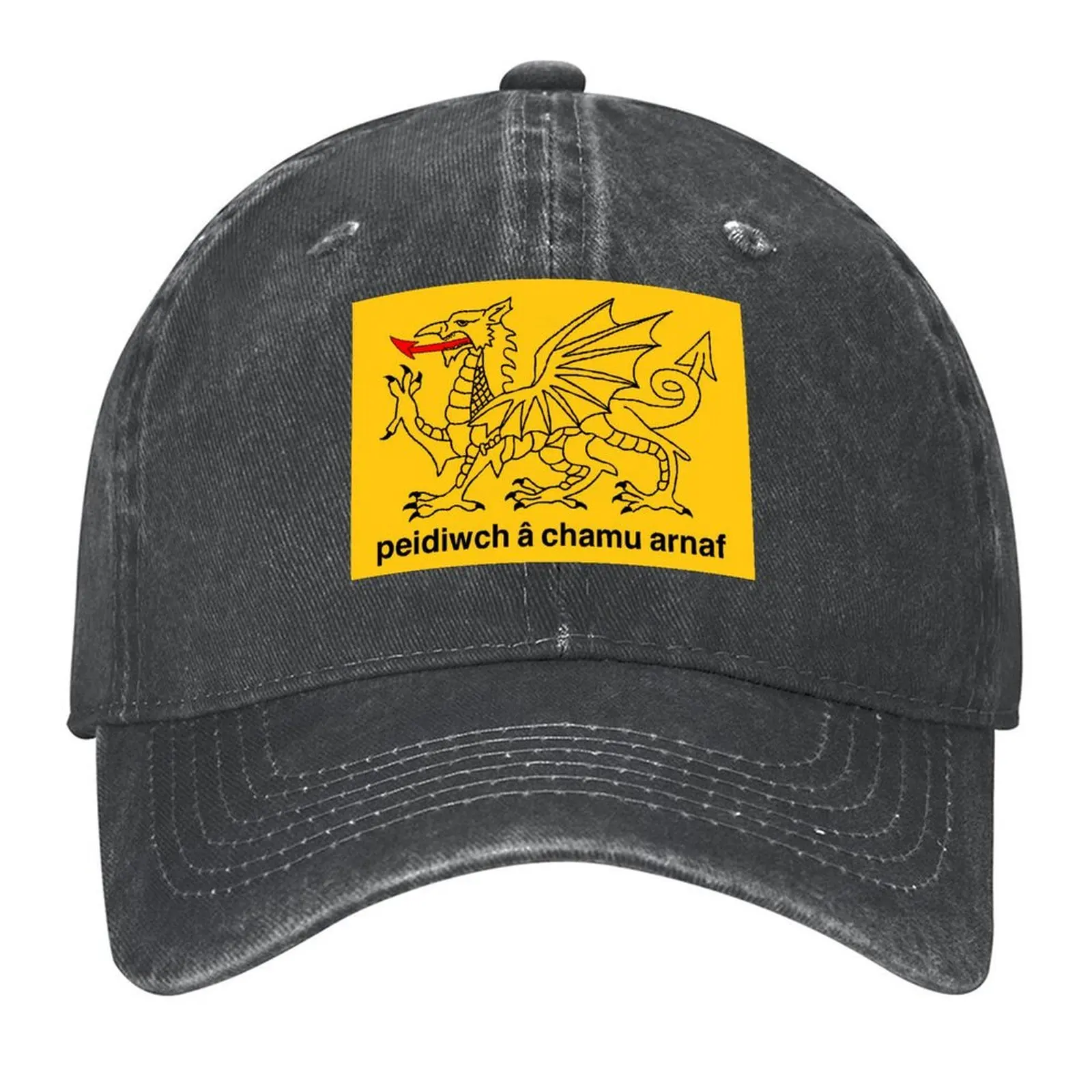 

baner gadsden cymraeg melyn (Yellow Welsh Gadsden Flag) Baseball Cap Snap Back Hat Trucker Hat black Girl Men's