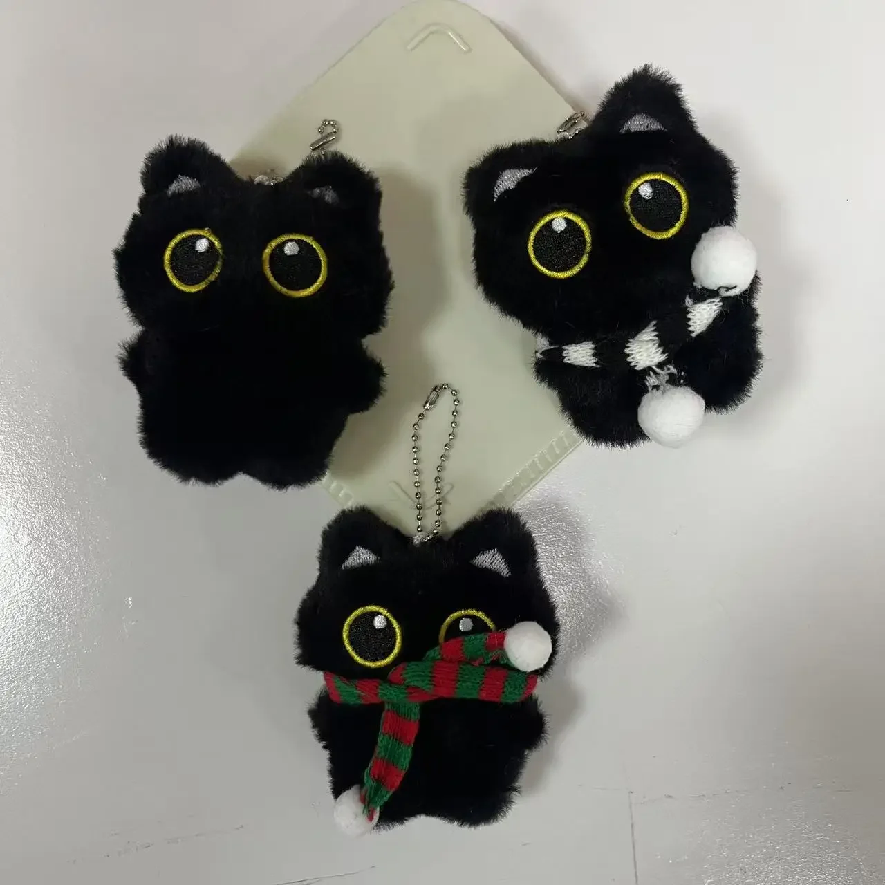 Chaveiro gato novo estilo gato preto boneca de pelúcia brinquedo chaveiro bonito gato saco charme casal estudante apresenta presente aniversário
