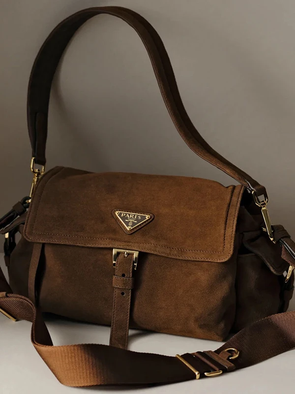 حقيبة رسول نسائية متعددة الجيوب من الجلد المدبوغ، موديل 2025 الجديد، خفيفة الوزن وفاخرة، حقيبة كتف عملية بتصميم عصري