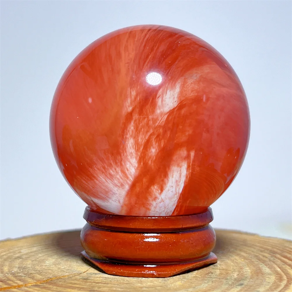 Red Sphere Ball Molten Stone Quartz Crystal Natural Reiki Healing Spiritual Minerali Gift Home Decoration Energy+Stand