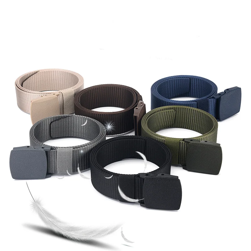 Canvas Belt with Automatic Plastic Buckle - Perfect for Outdoor Sports & Casual Wear Ideal Gift Choice