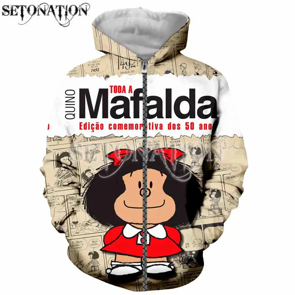 Mafalda Fashion Long Sleeves 3D can customize arrive Print Zipper/Hoodies Jacket/Men/women dropshipping