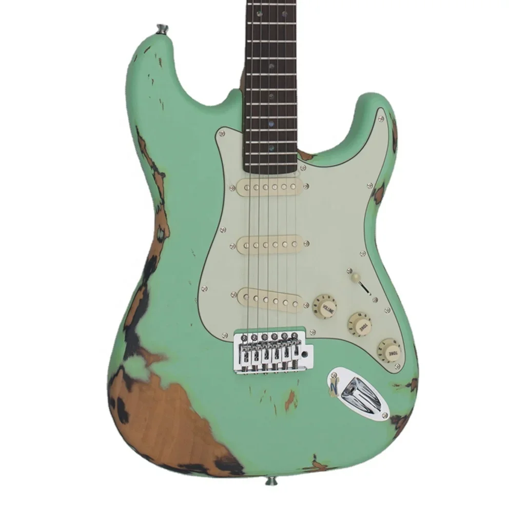 

New Style Green Professional ST Electric Guitar 6 Strings Wholesale Price Guitar Made in China