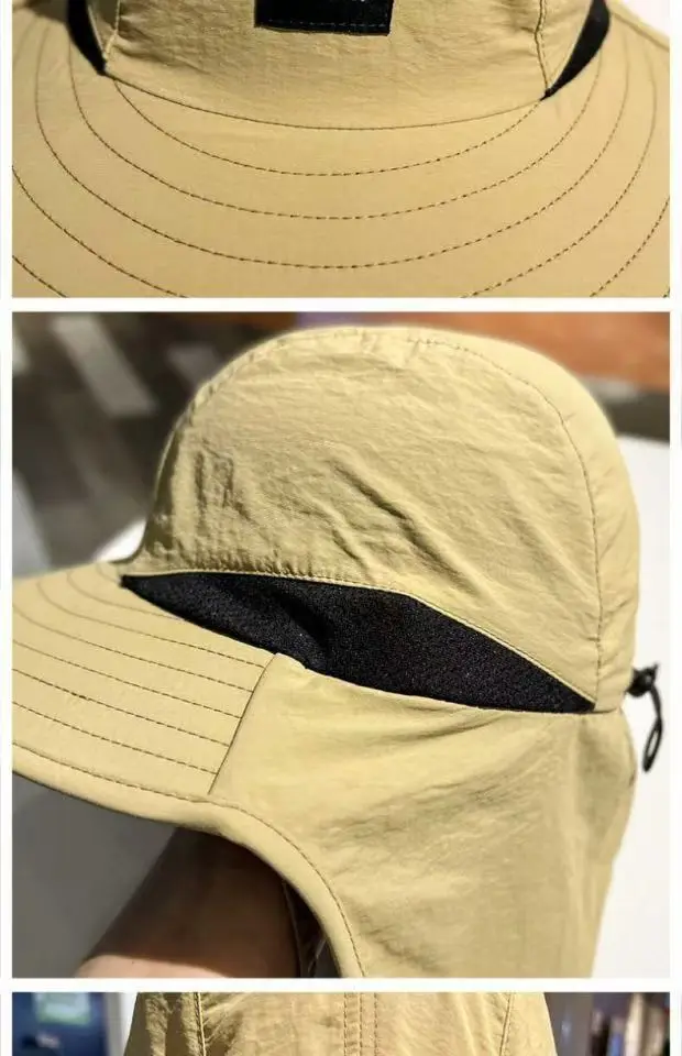 Unisex Windproof Quick-Dry Fisherman Hat Mesh Breathable Fishing Cap with Neck Flap & UV Protection for Outdoor Fishing Hikin