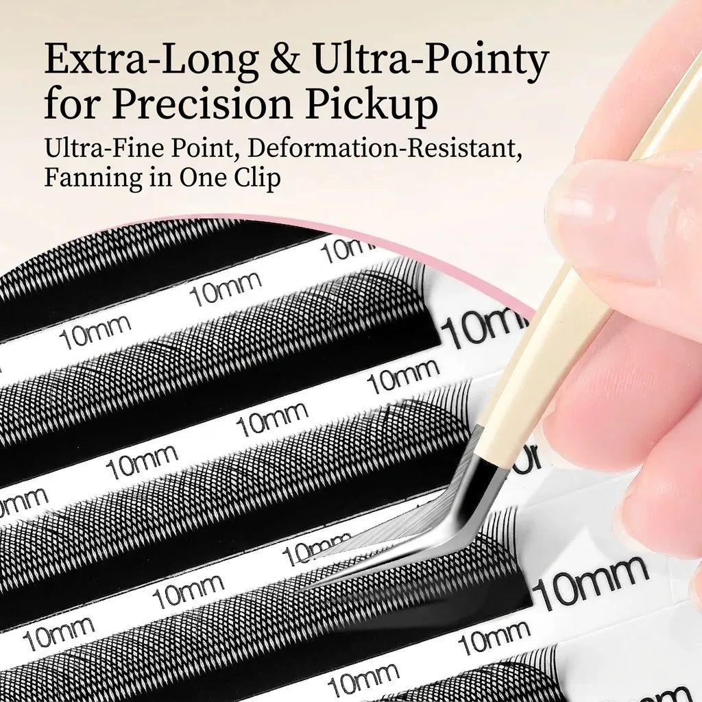 Premium Women High Precision Cream Bear Lash Tweezers - Volume & Isolation Eyelash Extension Tweezers for Professional Salon