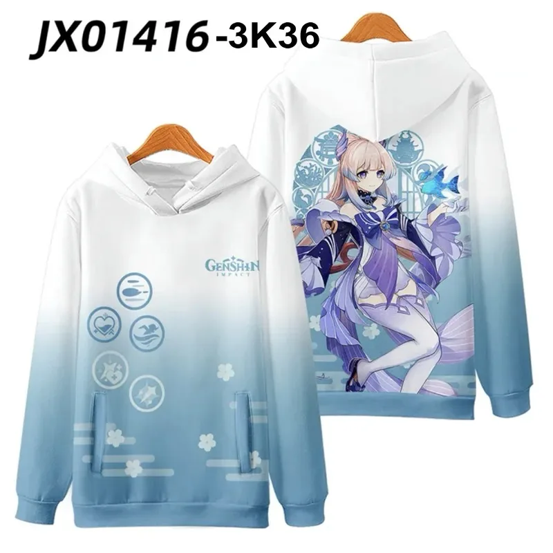 Genshin impact sangonomiya kokomi 3d printing autumn fashion game hoodies sweatshirt long sleeves pollover