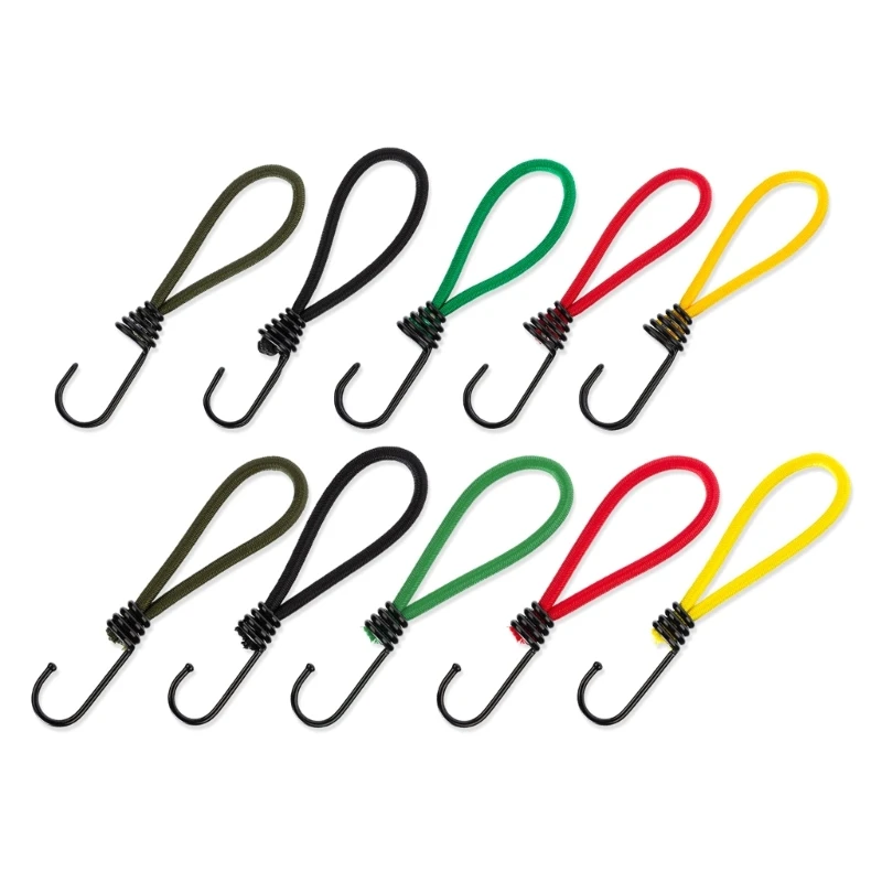 

10Pcs Tent Elastic Rope Cord Hook Elastic Cord with Hook Outdoor Camping Canopies Tarps Tent Fixing Cord String Carabiner