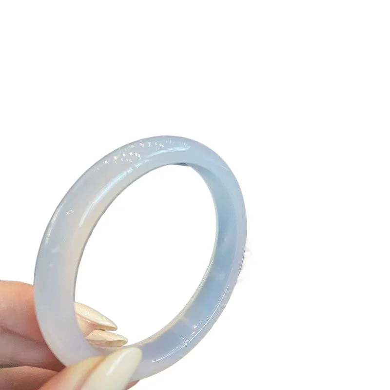 

Ледяной белый браслет из агата, тонкий полосатый браслет для девушек с мороженым нефритом