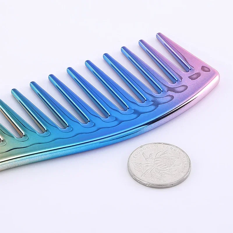 1pc Oil Head Wide Tooth Hair Comb Non-sticky Electroplating Hairbrush Hairdresing Haircut Comb Salon Barber Combs Haircut Tool