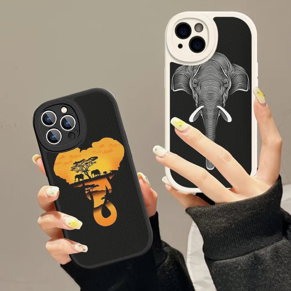 Elephant Baby Animal Phone Case Hard Leather For iPhone 14 13 12 Mini 11 14 Pro Max Xs X Xr 7 8 Plus Fundas