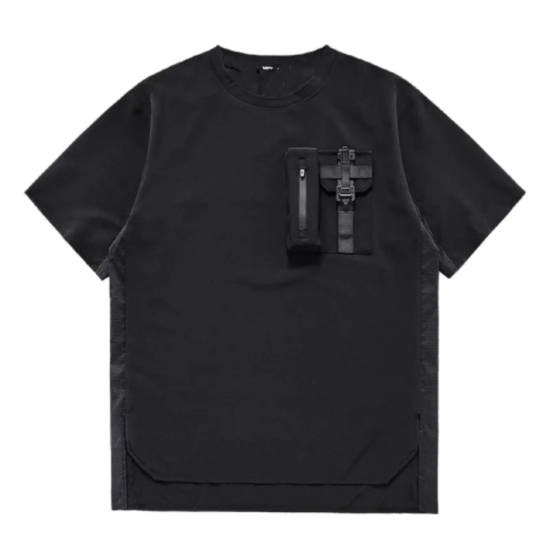 2023 Summer Tactical T-Shirt Mens Techwear Pocket Design Functional T Shirt Streetwear Harajuku Tshirt Black Tees Tops