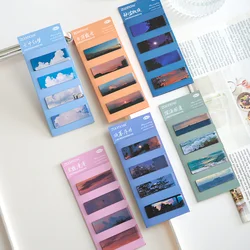 4pcs/pack Magnetic Bookmark Beautiful Scenery Clouds Simple Literary Pattern Bookmark Reading Tool School Office Supplies