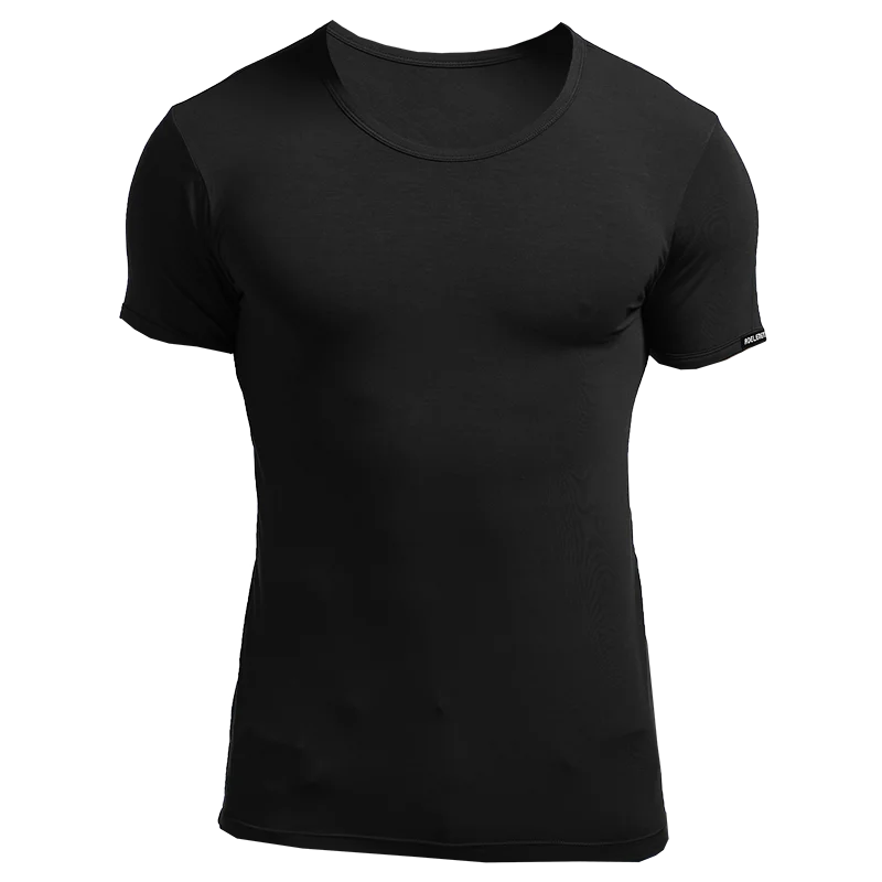 Men's Intimates Summer Short-Sleeved T-Shirt Thin Round Neck Tight Slim Vest Sports Pure Color Bottoming Undershirt