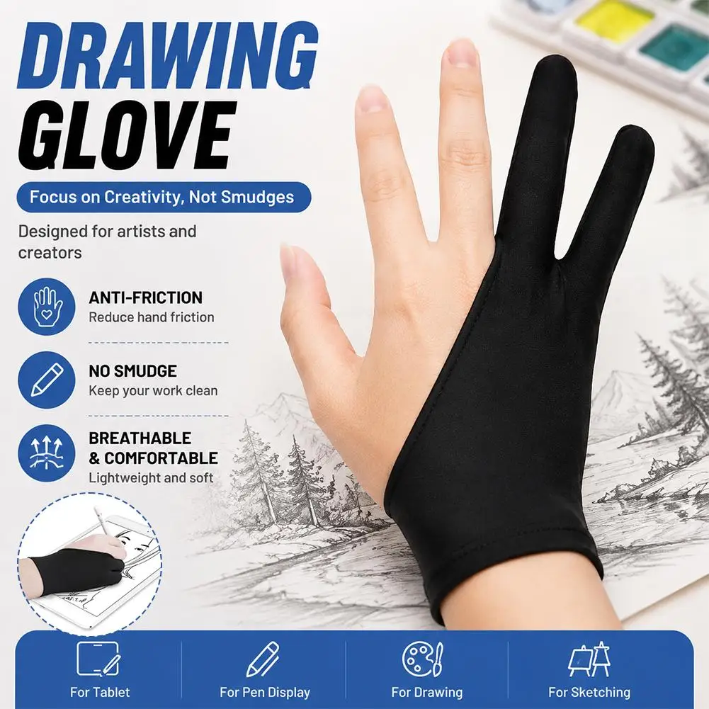 Drawing Glove Anti Touch Screen Artist Glove Breathable Elastic Anti-fouling Glove Universal for Digital Painting Graphic Tablet