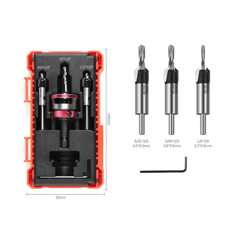 Suitable for woodworking drilling 3PCS countersunk drill bits, made of limited depth steel and aluminum alloy materials