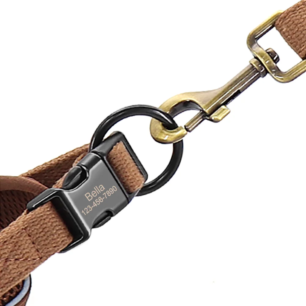 Personalisiertes Hundehalsband aus Mesh, atmungsaktiv, reflektierende Haustier-Halskette, langlebig, für kleine, mittelgroße und große Hunde, kostenlose Gravur – Detail 16
