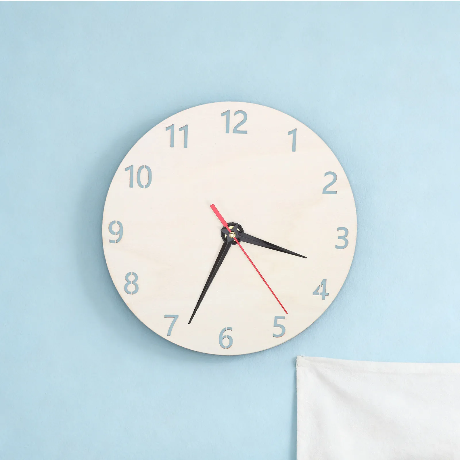 2Sets Wood Clock Face Blank Round DIY Wooden Dial Panel 23Cm Unfinished Wall Clock Craft Kit with Hands for Home Office view 2