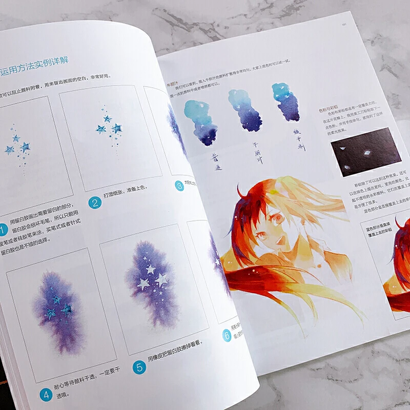 Girl Star Japanese Watercolor Figures Painting Art Book Anime Girl Drawing Technique Tutorial Book