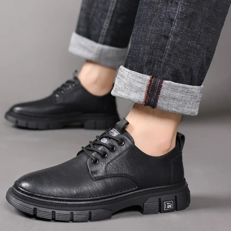 Spring Autumn Platform Shoes for Man Designer Soft-soled Casual Men\'s Driving Shoes Fashion Solid Color Business Men Dress Shoes