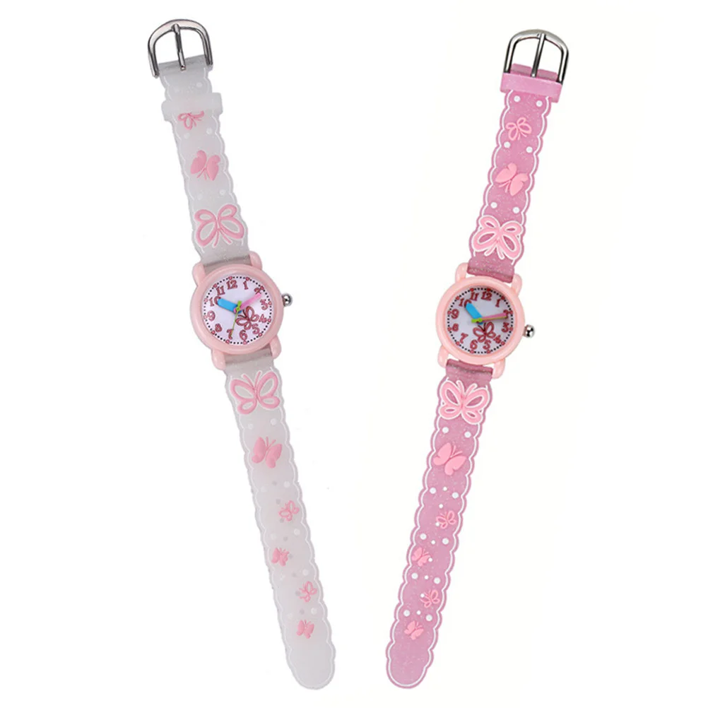 Kids Cartoon 3D Wristwatch Waterproof Large Round Dial Easy Read Adjustable for Boys Girls White