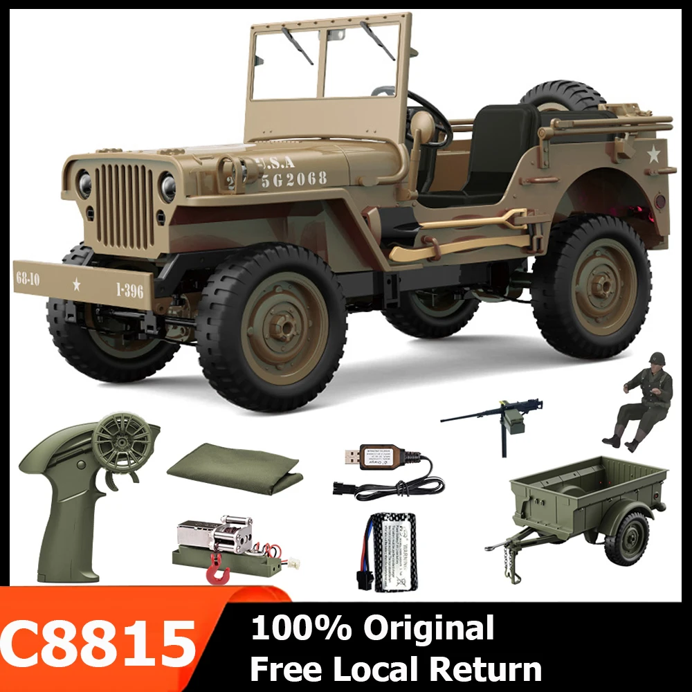 

JJRC RC Car 1/10 WILLYS RTR C8815 4WD Model Crawler 2.4G Remote Control Car Off-road Climbing Military RC Truck Toy As Kids Gift