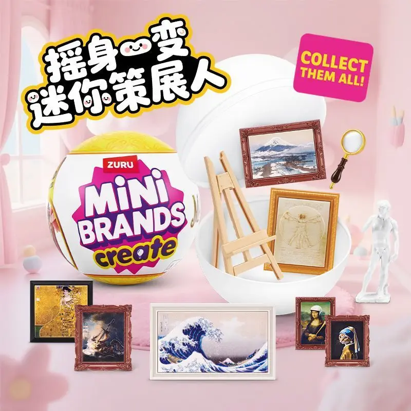 Hot Zuru Five Fold Surprise Ball Mini Masterpiece Painting Ball Master Painting Miniature Ornament Blind Ball Toys Birthday Gift view 3