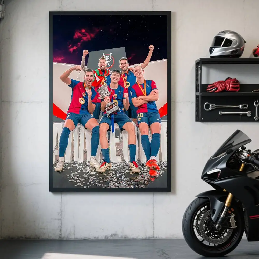 1 Stück FC Barcelona gewinnt den Titel Poster, selbstklebender, wasserfester Papieraufkleber, Wanddekoration für Kaffeehaus, Bar, Zimmer – Detail 7