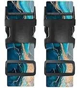 Nuxovilar Luggage Straps of 2 Set Blue &amp; Gold Fluid Art Pattern, 1.96x90.5 inches - Luggage Strap...