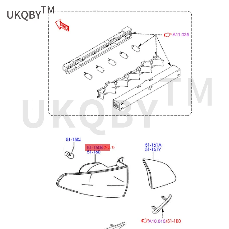 Dotyczy Ca rn iv al 09-12 3-pakowe tylne światło zewnętrzne R DK4351150A