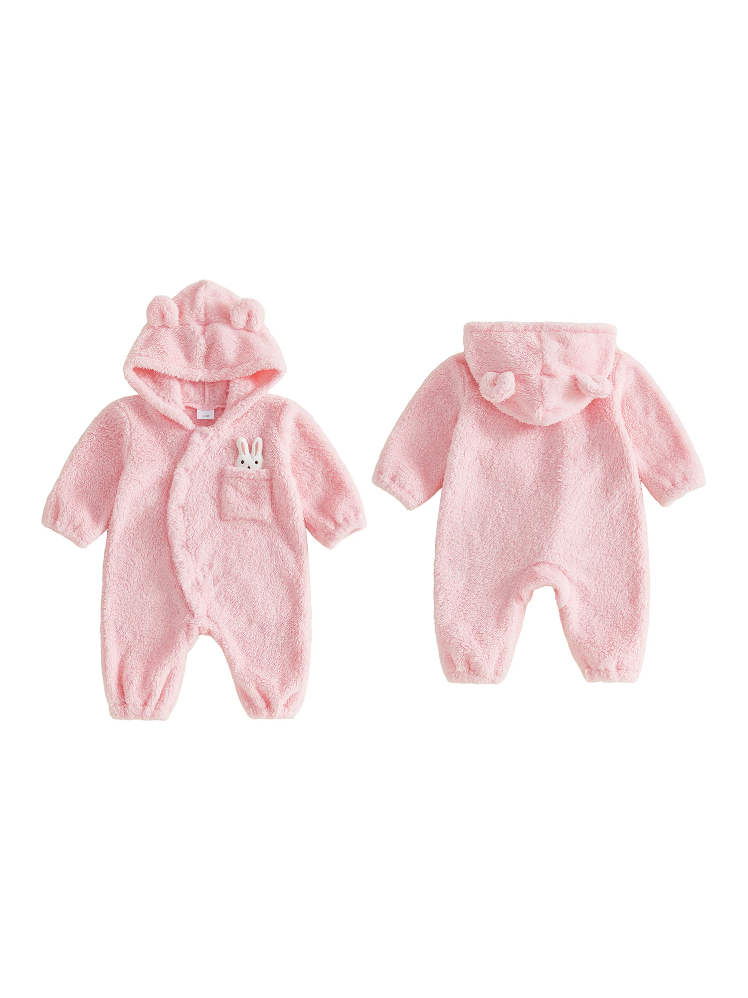 Bunny Snowsuit Romper With Ears Bunny Snowsuit Fleece Girl Sleeve Girl-Bunny-Snowsuit Long Sleeve Long Bunny Snowsuit Romper