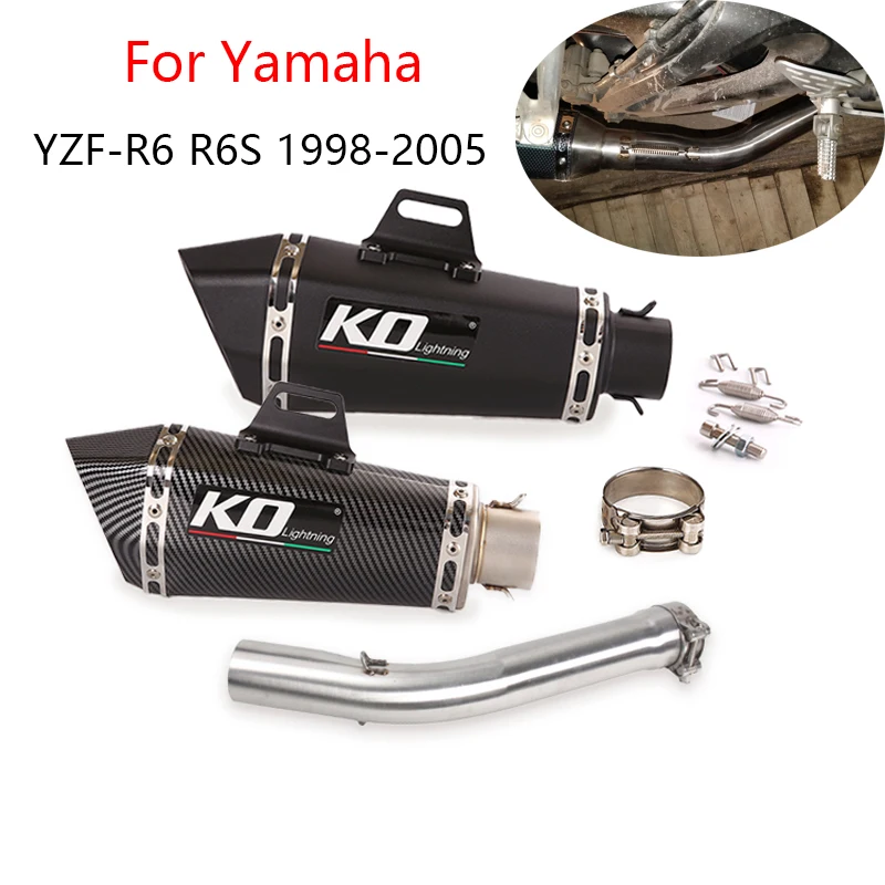 

For Yamaha YZF-R6 R6S 1998-2005 Motorcycle Exhaust System Slip On 51mm Muffler Tail Pipe Middle Link Tube Removable DB Killer