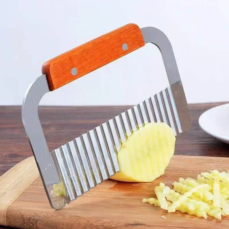 Cortador de patatas fritas de acero inoxidable, herramienta de cocina para hacer patatas fritas, cuchillo ondulado, Chopper