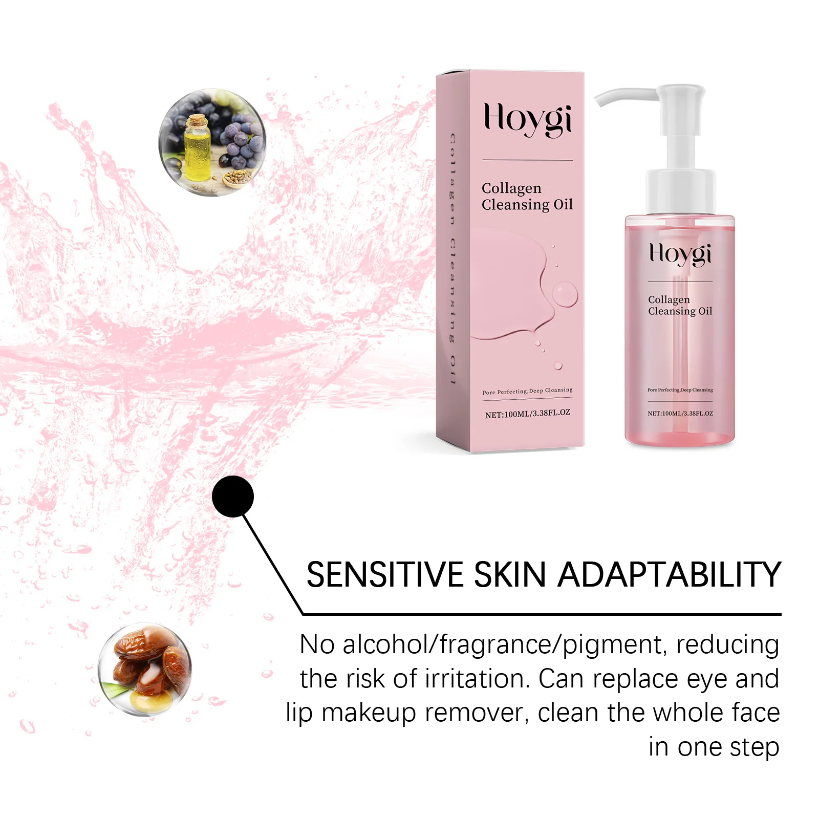 زيت تنظيف الكولاجين - زيت تنظيف يومي لطيف مع زيت بذور الجوجوبا، لاستحلاب المكياج #3