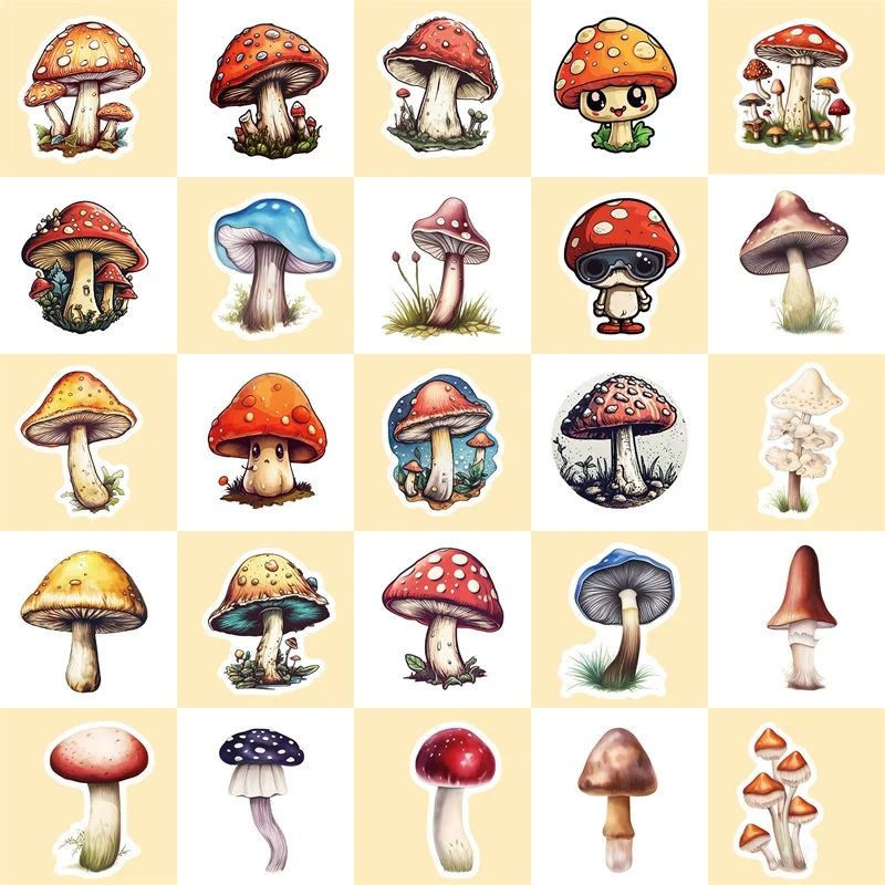 10/30/50PCS Terror Mushroom PVC Sticky Sticker Aesthetic Chidlren\'s Stationery Decoration Scrapbooking Hand Accounting Supplies