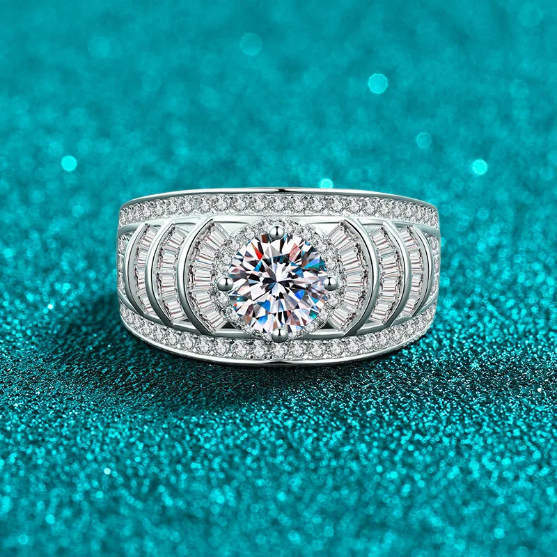 Apaison Luxury 1 Carat Brilliant Cut Moissanite Women's Rings - Wedding Engagement Anniversary 925 Sterling Silver Ring Jewelry