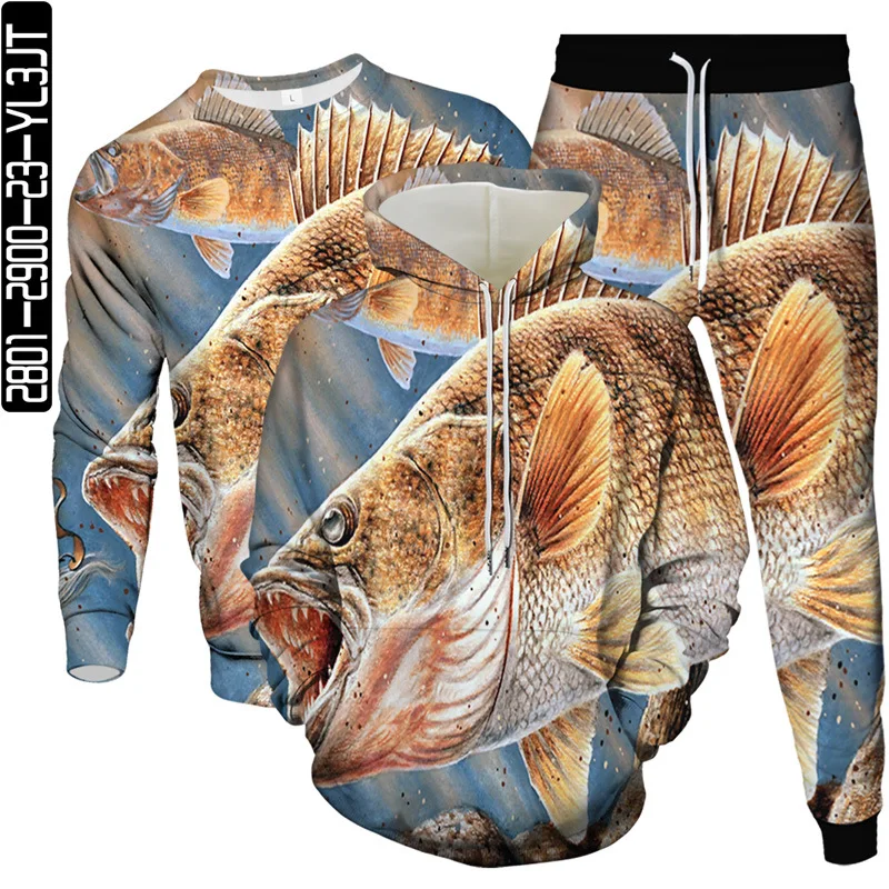 Animal Fish Dolphin Ocean Pattern Print Men Fashion Tracksuit Hoodies Sweatshirt Pants 3pcs Set Women Casual Clothes Suit S-6XL