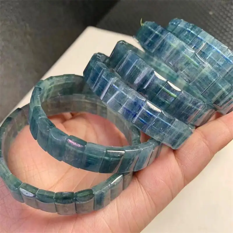 12MM Natural Kyanite Bangle Fashion Crystal Quartz Gemstone Jewelry Reiki Healing Fengshui Gift For Women 1PCS