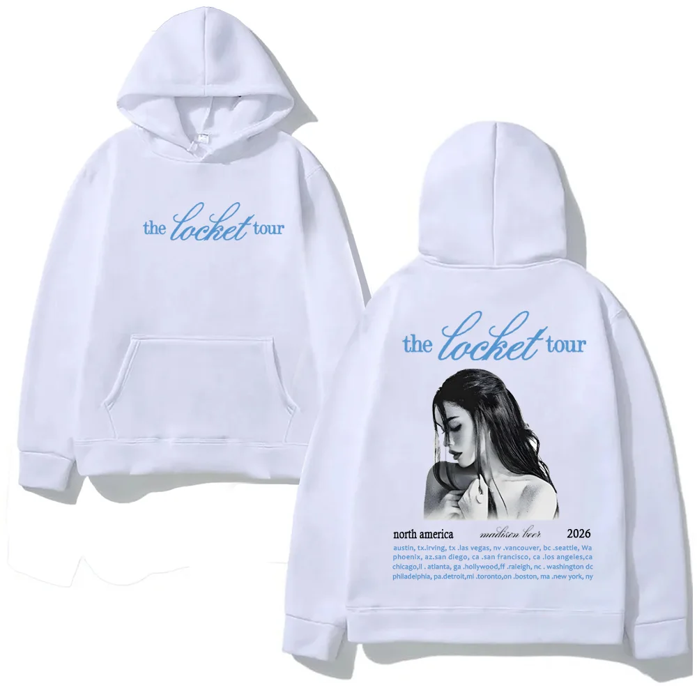 

Худи Madison Beer Locket Tour, тур по Северной Америке 2026, только с датами, официальный мерч для концертов Madison Beer, осенне-зимняя, комфортная