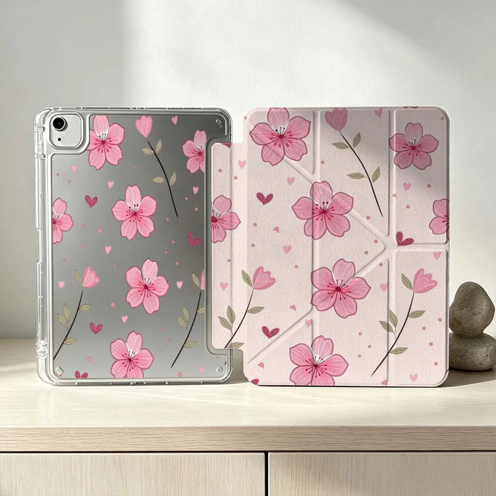 

Pink Flower Design Soft For iPad Pro Air mini 6 5 4 3 2 1 11th 10th 6th 5th M5 M4 M3 M2 9gen Foldable 3Y Tablet Case