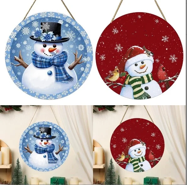 Holiday Front Door Sign Christmas Snowman Sign For Christmas Easy To Hang Exquisite Design Fade-resistant Patterns