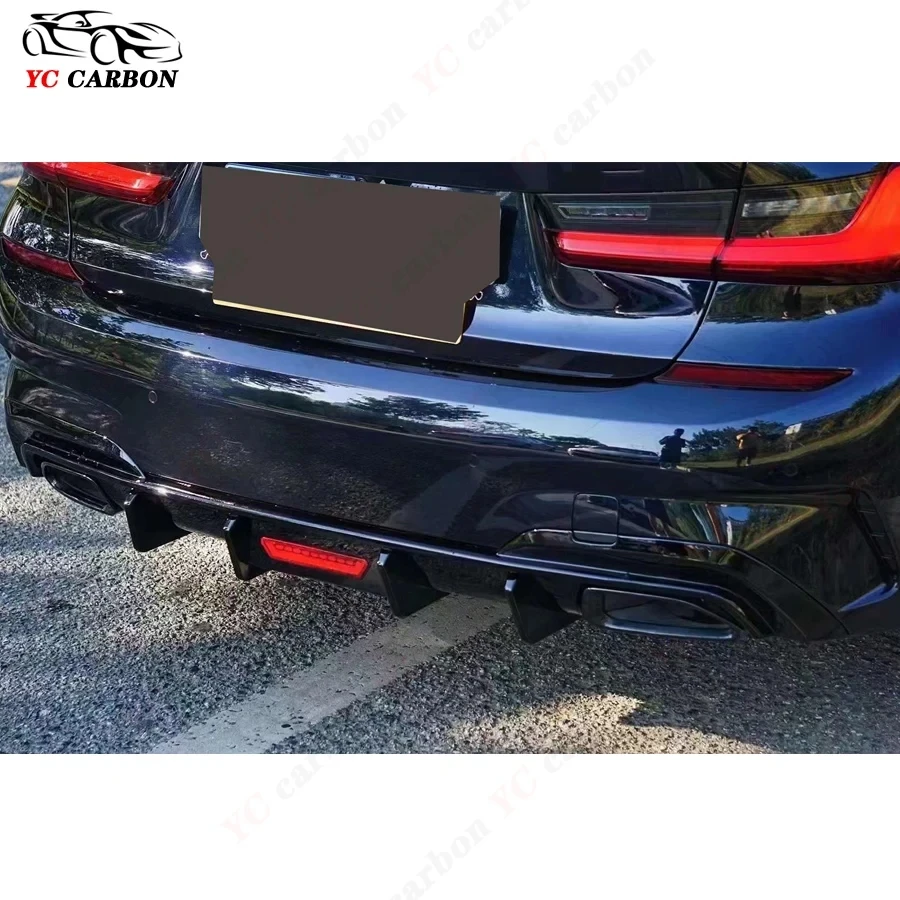 For BMW 3 Series G20 G28 325 330li 2019-2022 TA Style Carbon Fiber Rear Lip Diffuser Back Bumper Spoiler Separator body kit