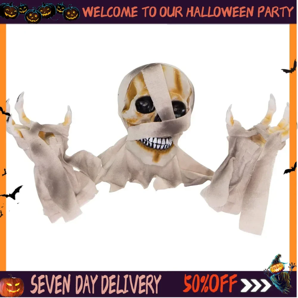 Halloween 10-in. Duane The Dead Talking Mummy Groundbreaker with Flashing Eyes and Hands | Outdoor Halloween Decoration Battery